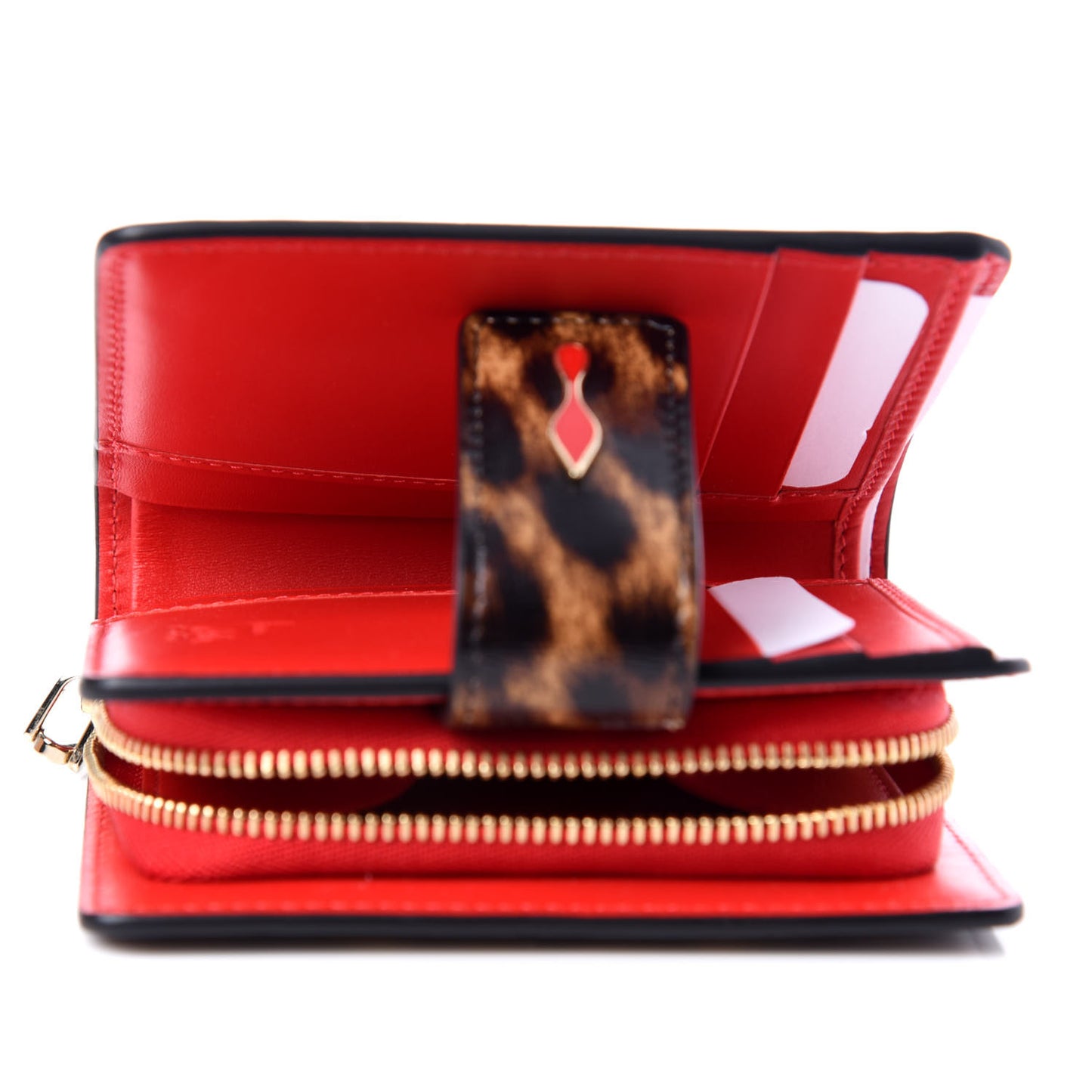Patent Spiked Mini Paloma Wallet Leopard Black