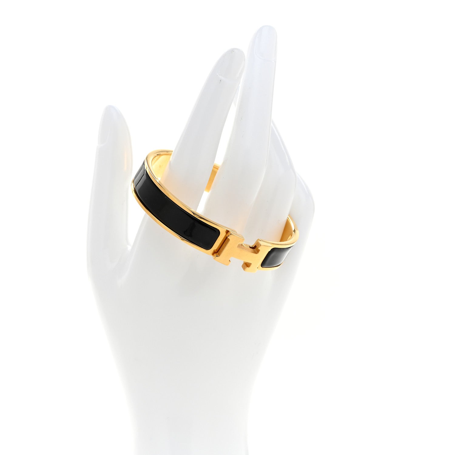 Hermes Enamel Narrow Clic Clac H Bracelet GM Black 2 of 5