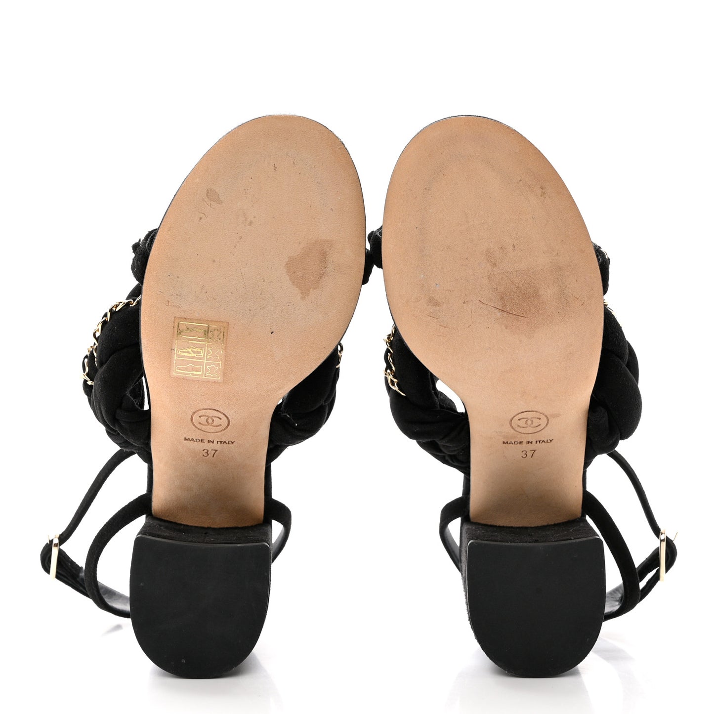 Kid Suede Chain Braided Sandals 37 Black