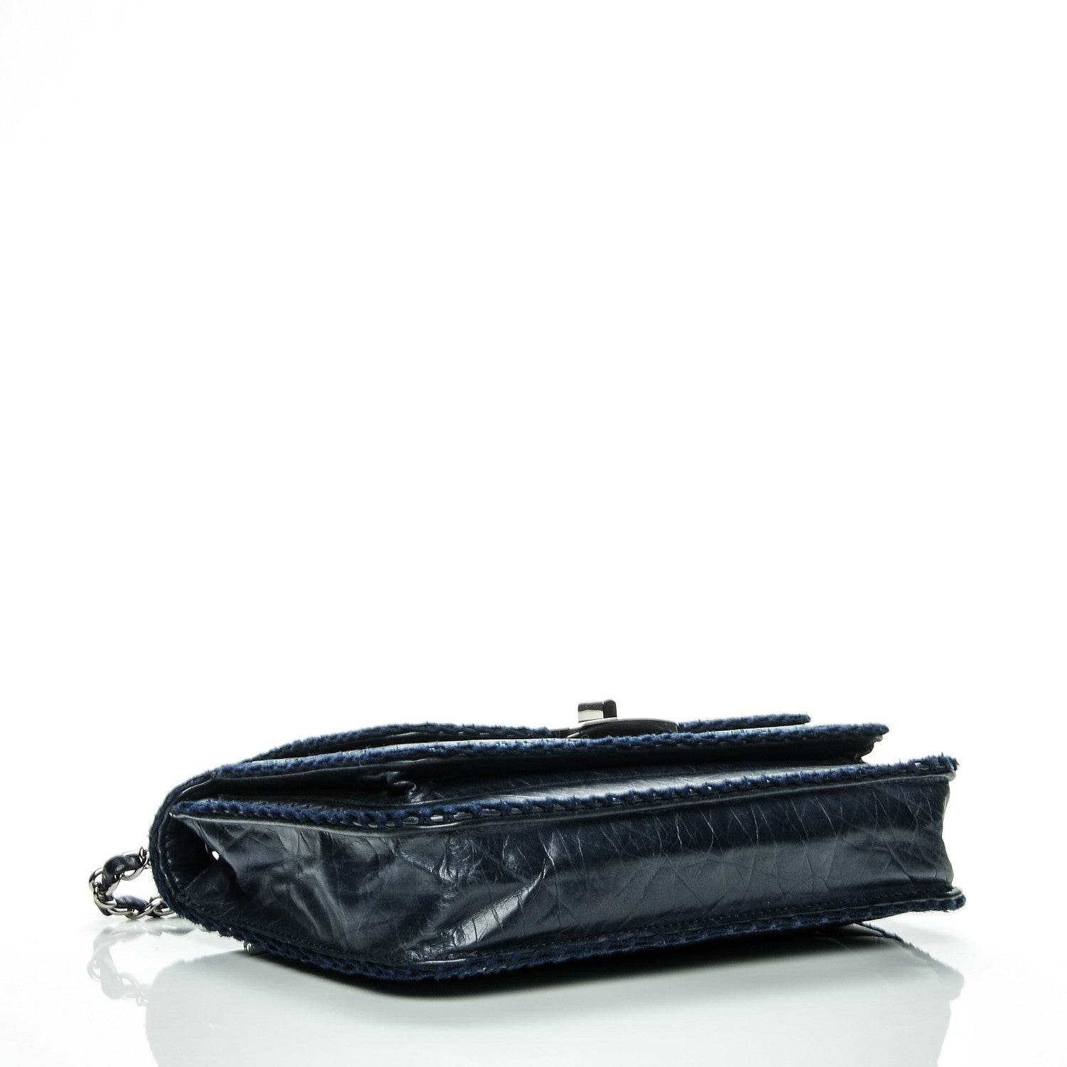 Chanel Aged Calfskin Square Quilted Mademoiselle Crochet Flap Navy 4 of 8