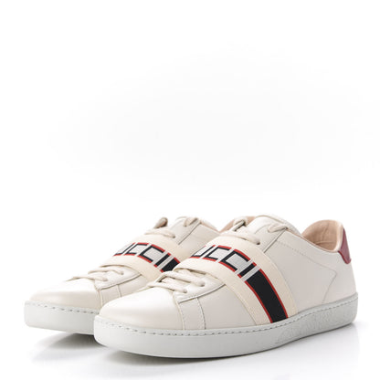 Gucci Calfskin Stripe Womens New Ace Sneakers 39 New Mystic White Ecru Red Flame 3 of 10