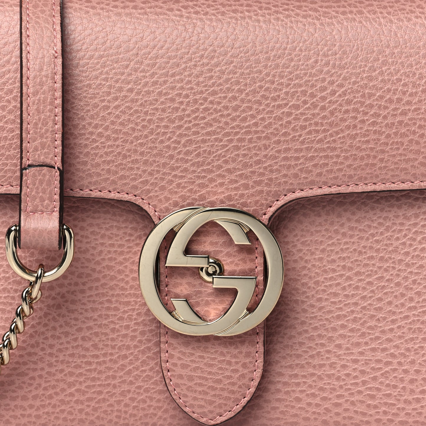 Dollar Calfskin Small Interlocking G Shoulder Bag Soft Pink