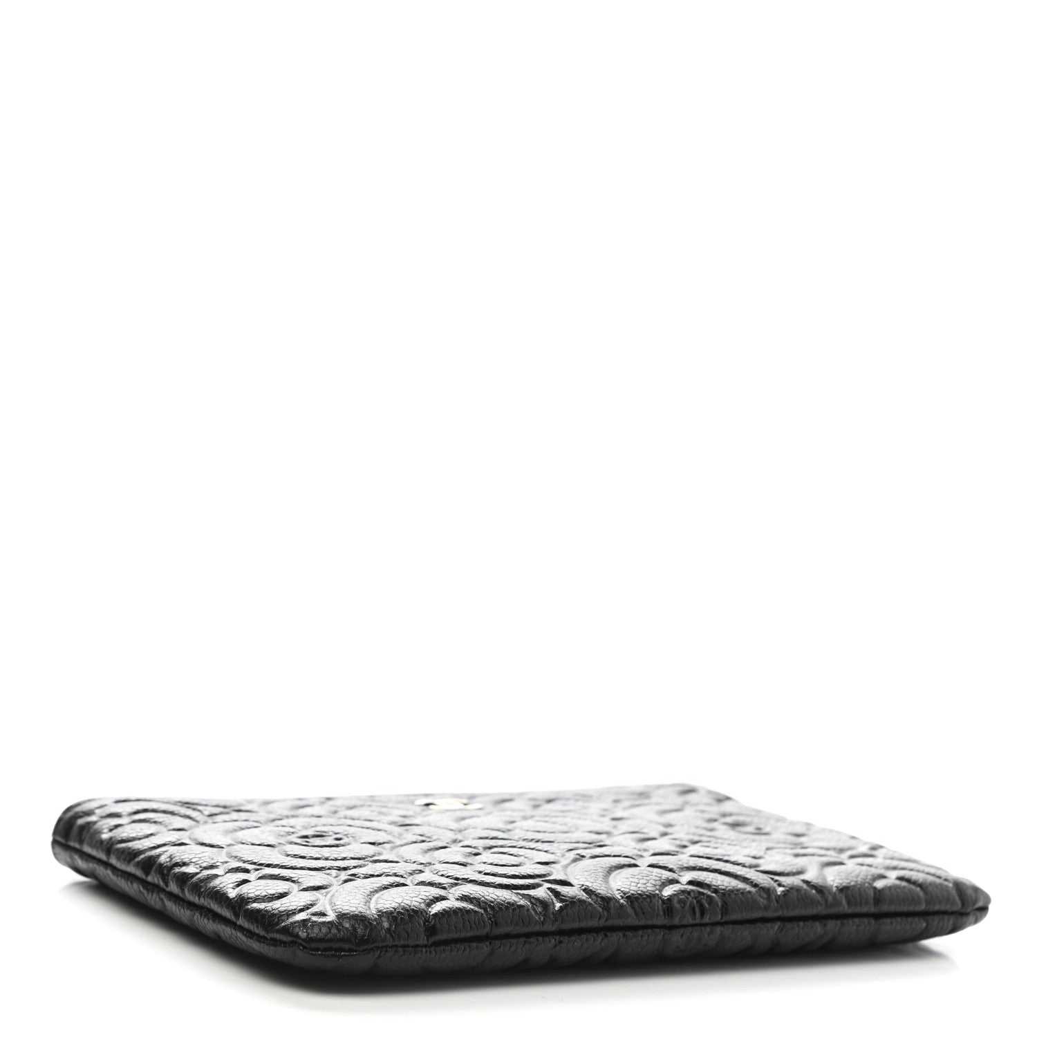 Chanel Caviar Camellia Embossed Small Pouch Black 4 of 8