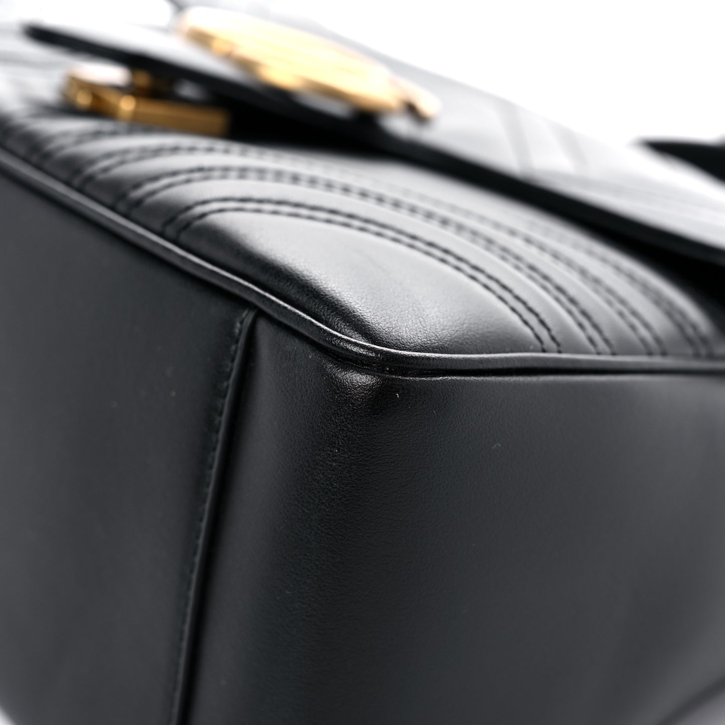 Calfskin Matelasse Small GG Marmont Top Handle Shoulder Bag Black