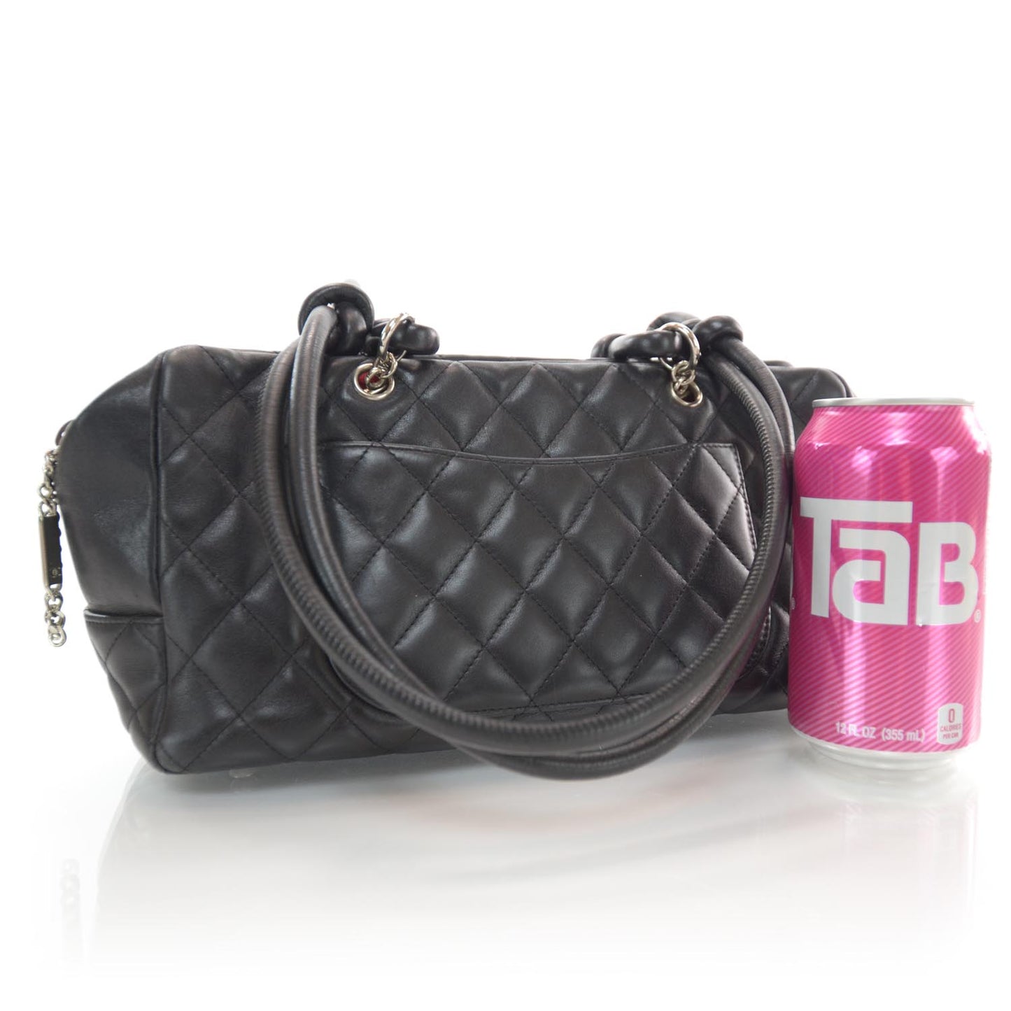 Calfskin Quilted Large Cambon Bowler Black White