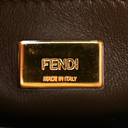 Fendi Glazed Fabric Vitello FF 1974 Hairdo Girls Inlay Mini Peekaboo Iconic Satchel Mogano Panna Multicolor 6 of 11