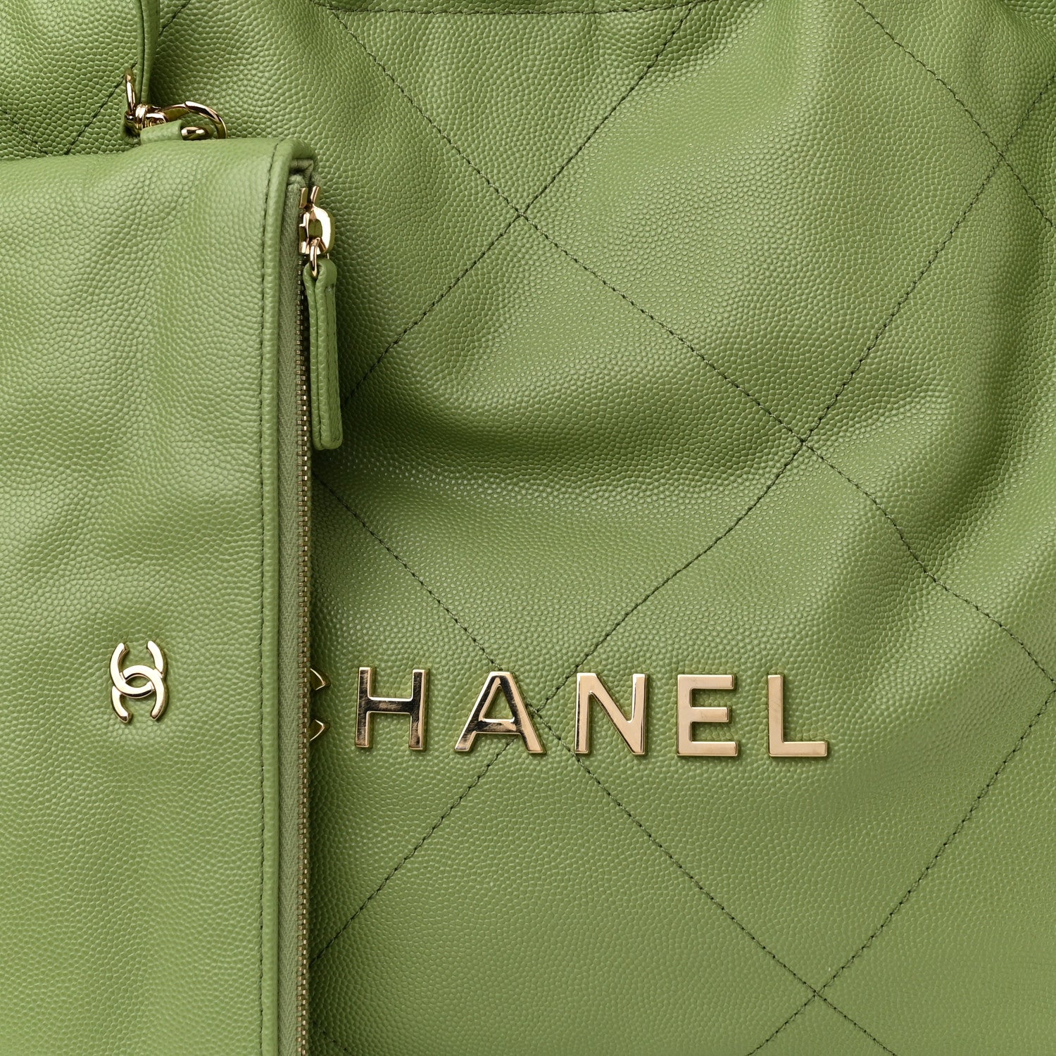Chanel Shiny Caviar Quilted Small Chanel 22 Green 9 of 11
