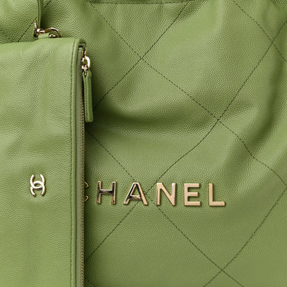 Chanel Shiny Caviar Quilted Small Chanel 22 Green 9 of 11