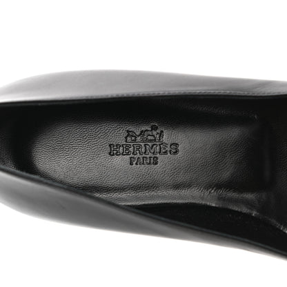 Hermes Box Calfskin Nice Ballerina Flats 36.5 Black Bleu Ardoise Cedre 14 of 14