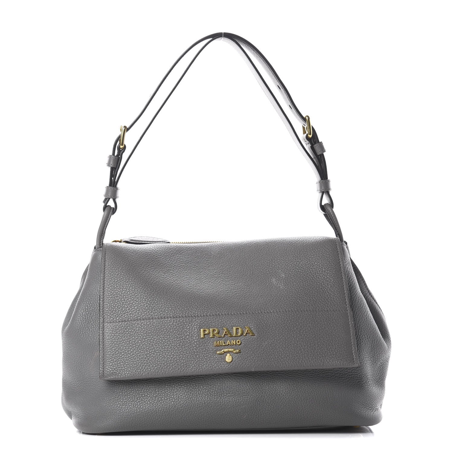 Prada Vitello Daino Flap Shoulder Bag Marmo 1 of 8