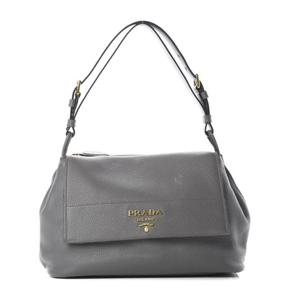 Prada Vitello Daino Flap Shoulder Bag Marmo 1 of 8