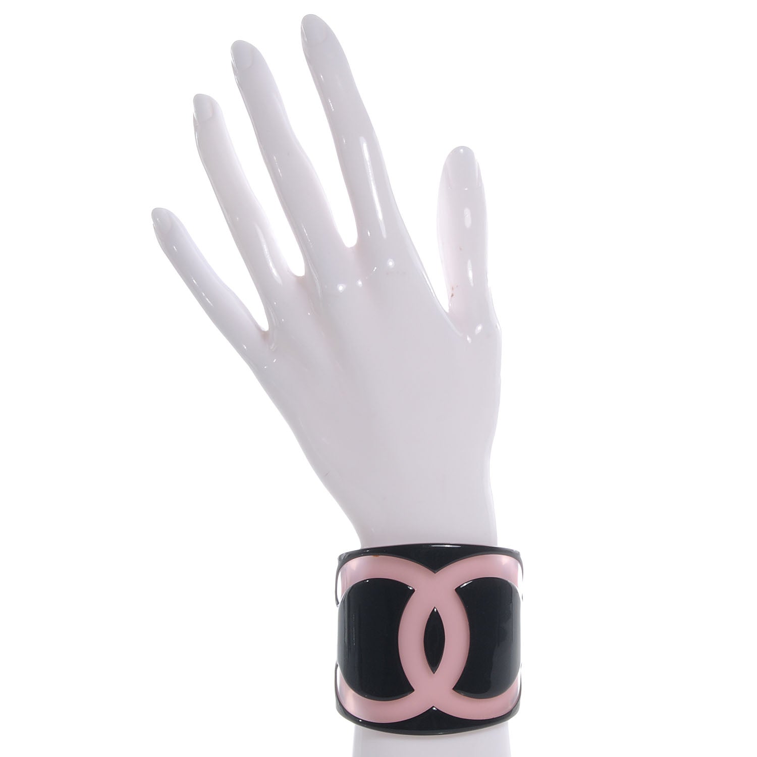 Chanel Resin CC Cuff Black Pink 2 of 5