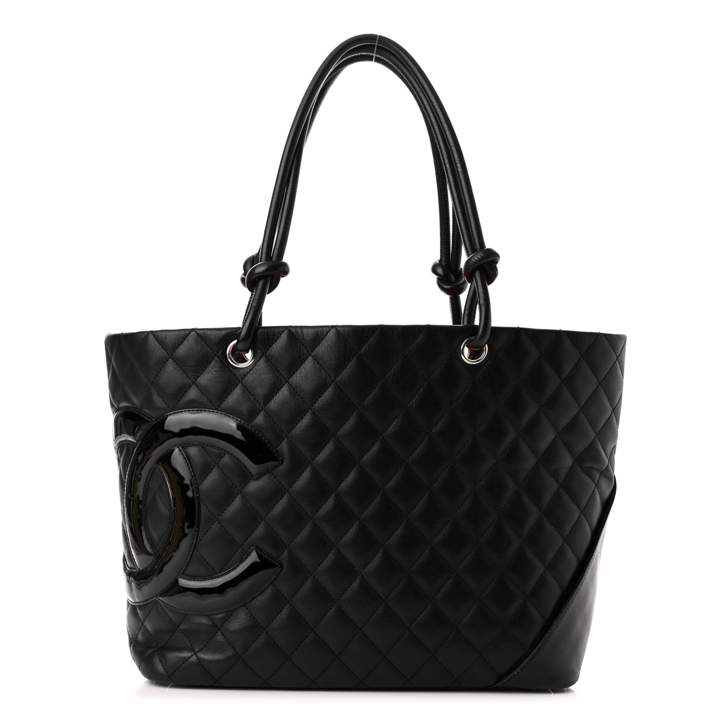 Calfskin Quilted Large Cambon Tote Black