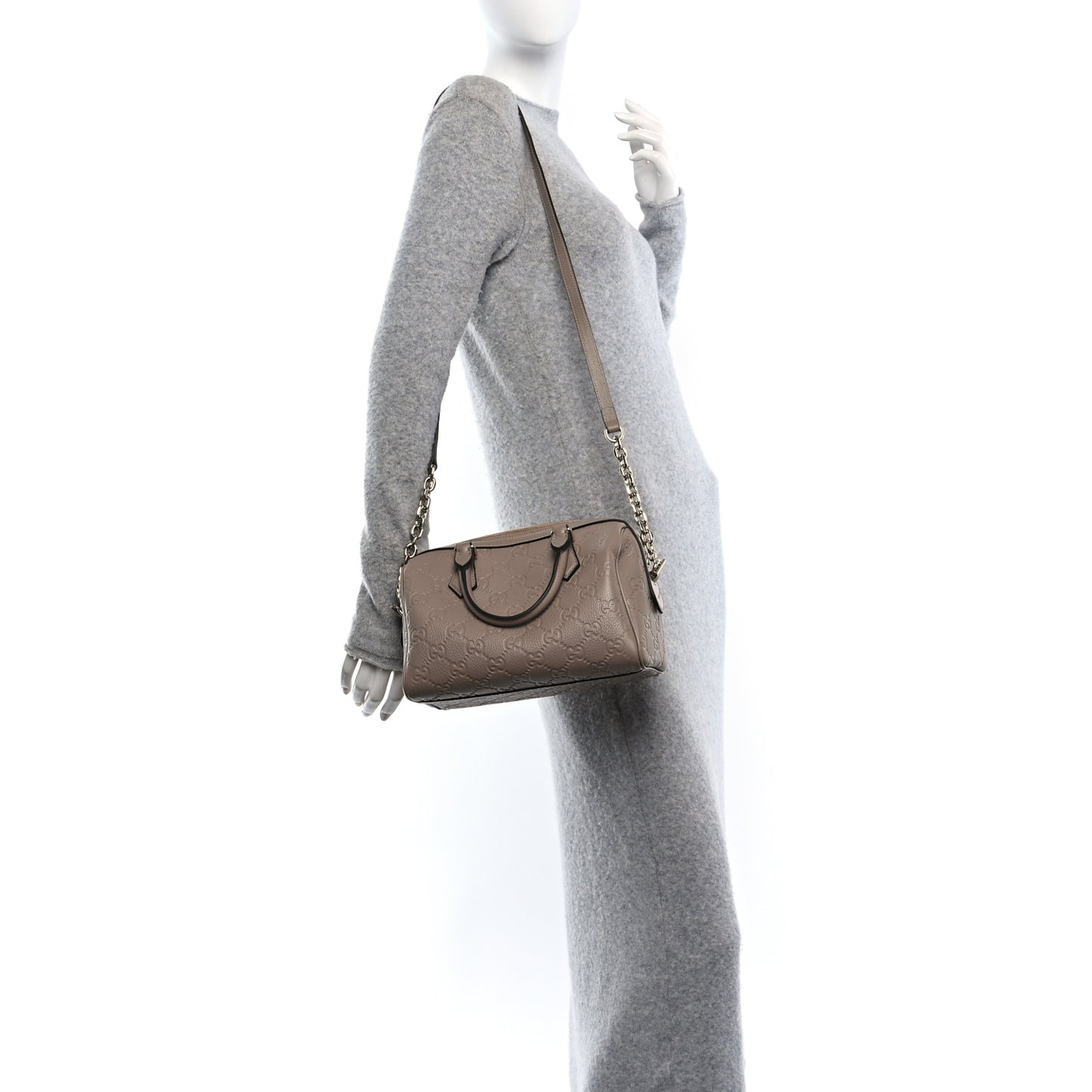 Calfskin GG Emblem Small Top Handle Bag Taupe