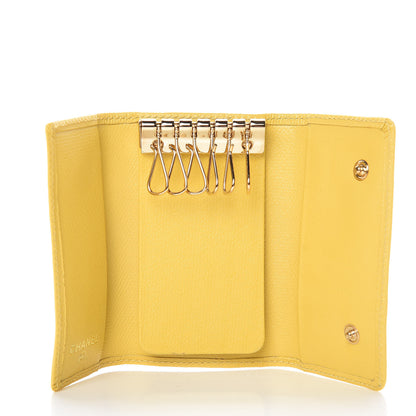 Chanel Grained Calfskin CC Button 6 Key Holder Yellow 5 of 10