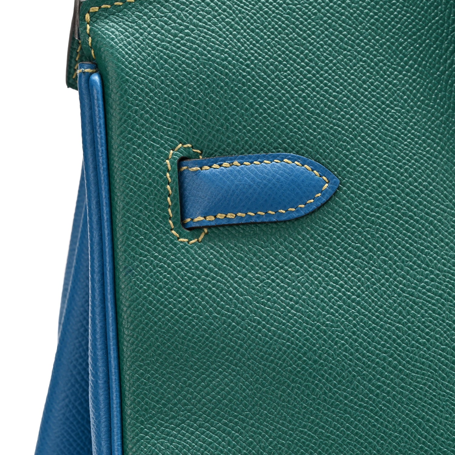 Hermes Epsom Horseshoe Tri-Color Birkin 35 Mangue Malachite Bleu Izmir 13 of 14