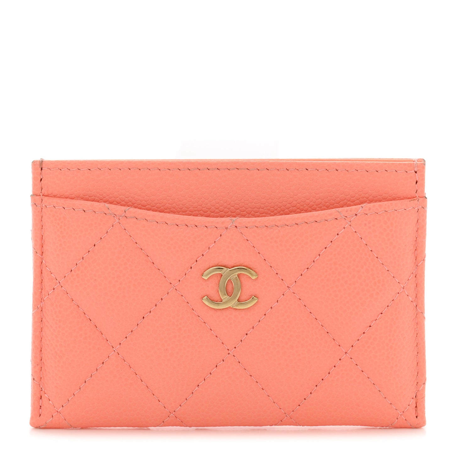 Caviar Quilted Card Holder Orange