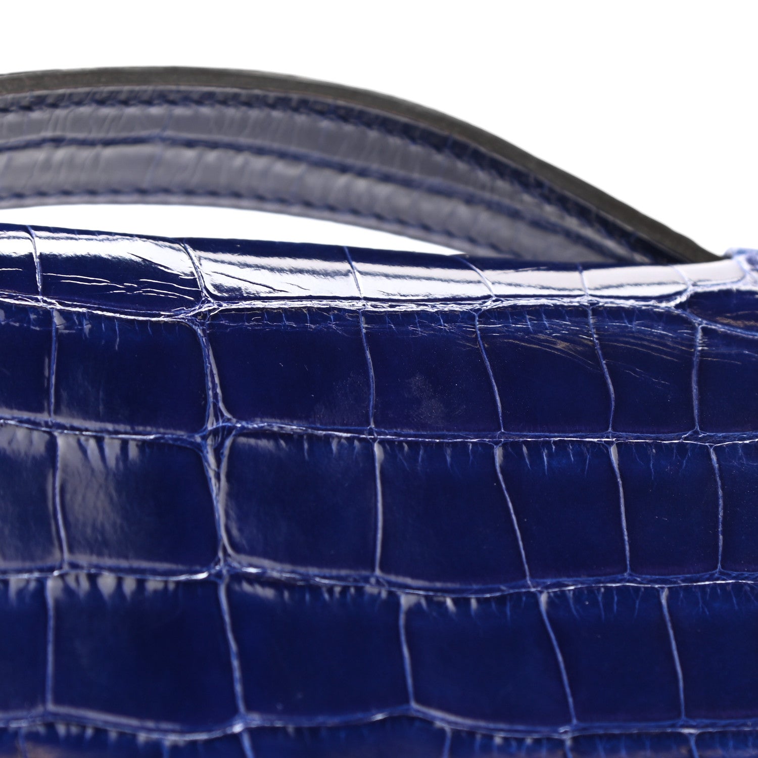 Hermes Shiny Alligator Kelly Pochette Bleu Electrique 13 of 16