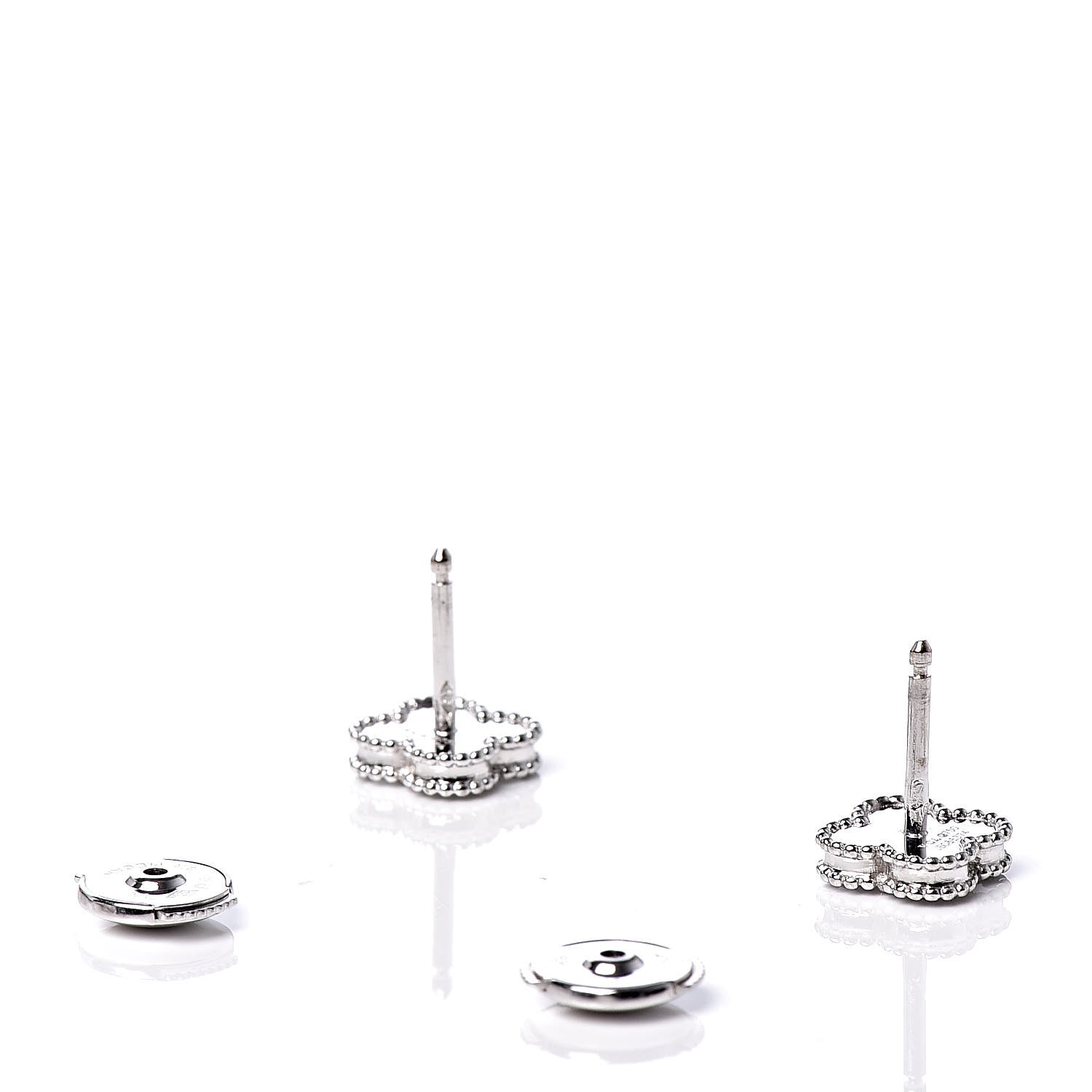 Van Cleef & Arpels 18K White Gold Mother of Pearl Sweet Alhambra Earrings 5 of 5