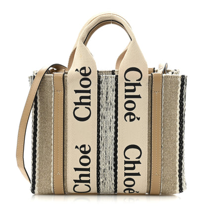 Chloe Cotton Calfskin Small Woody Ribbon Tote With Strap Soft Tan 1 of 11