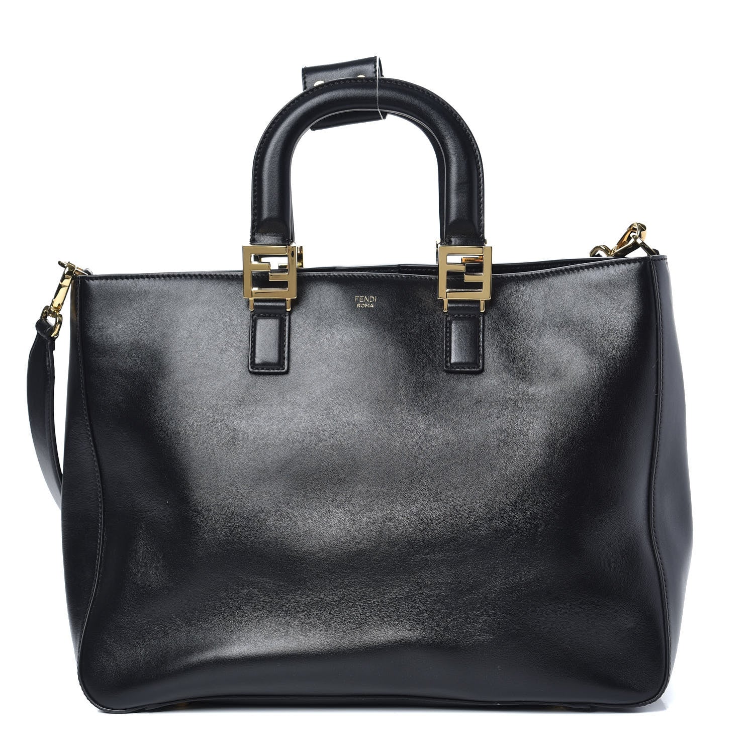 Fendi Vitello Glacier Medium FF Tote Black 1 of 10