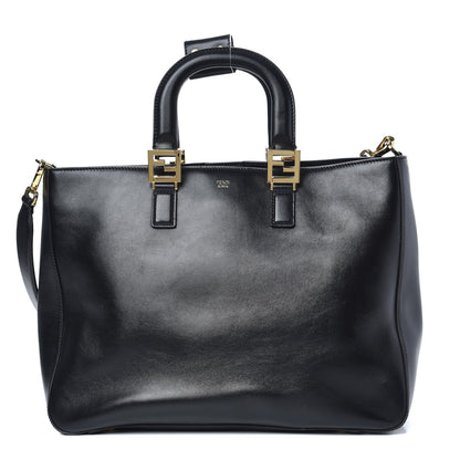 Fendi Vitello Glacier Medium FF Tote Black 1 of 10