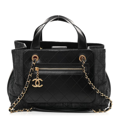 Chanel Denim Calfskin Quilted Tote Black 1 of 10