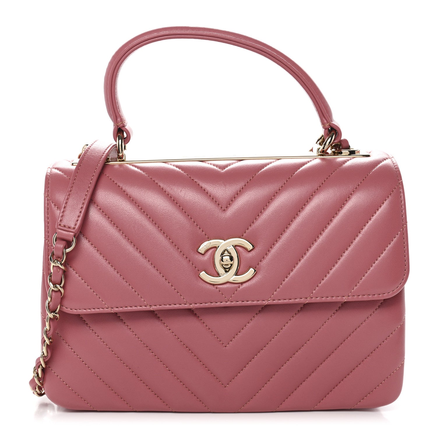 Chanel Lambskin Chevron Quilted Small Trendy CC Dual Handle Flap Bag Rosewood 1 of 10