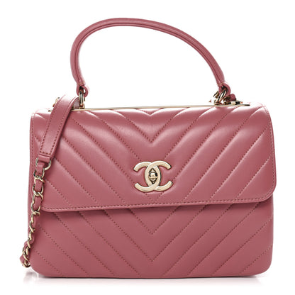 Chanel Lambskin Chevron Quilted Small Trendy CC Dual Handle Flap Bag Rosewood 1 of 10