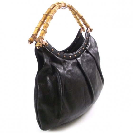 Leather Bamboo Top Handle Tote