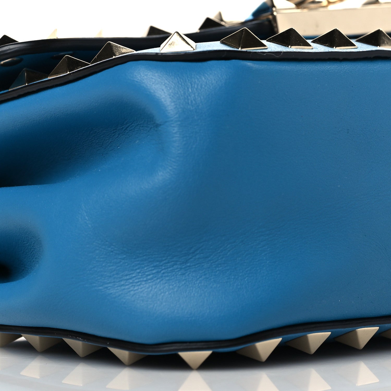 Valentino Garavani Vitello Mini Rockstud Flap Saddle Crossbody Bag Light Blue 7 of 8