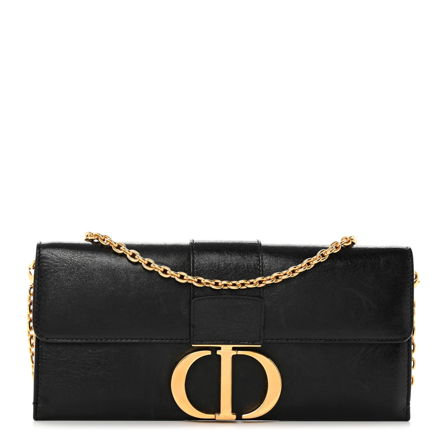 Crinkled Lambskin 30 Montaigne Clutch Black