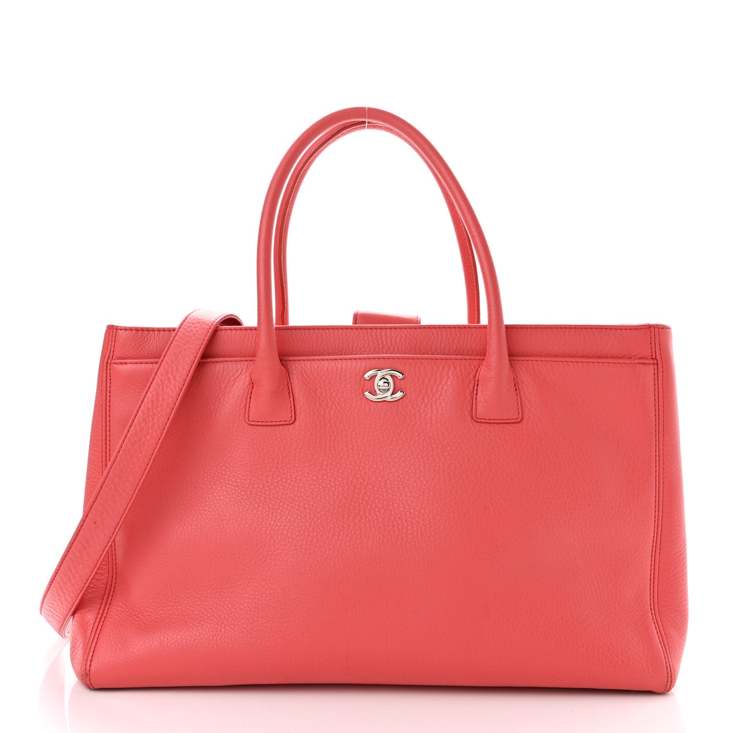 Calfskin Cerf Executive Shopper Tote Coral