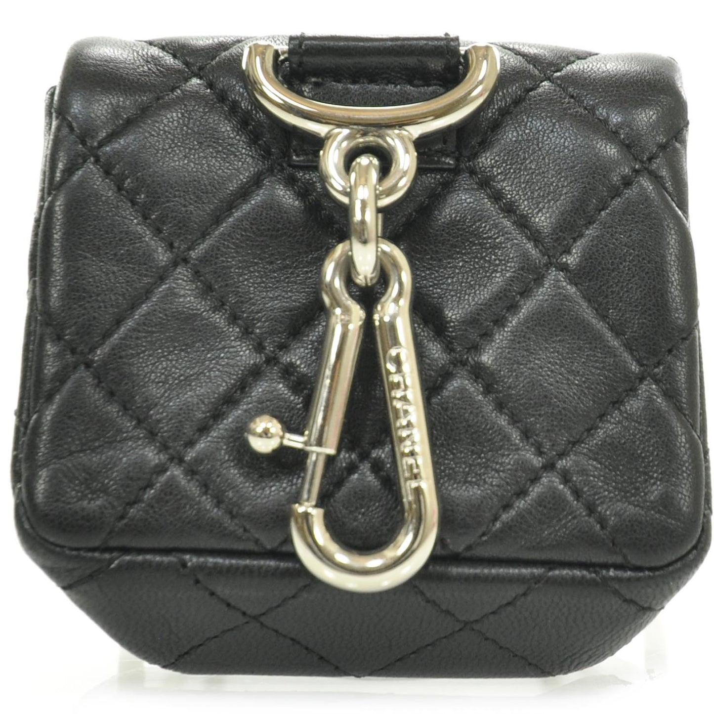 Lambskin Quilted Mini Tibet Bag Charm Keychain Black