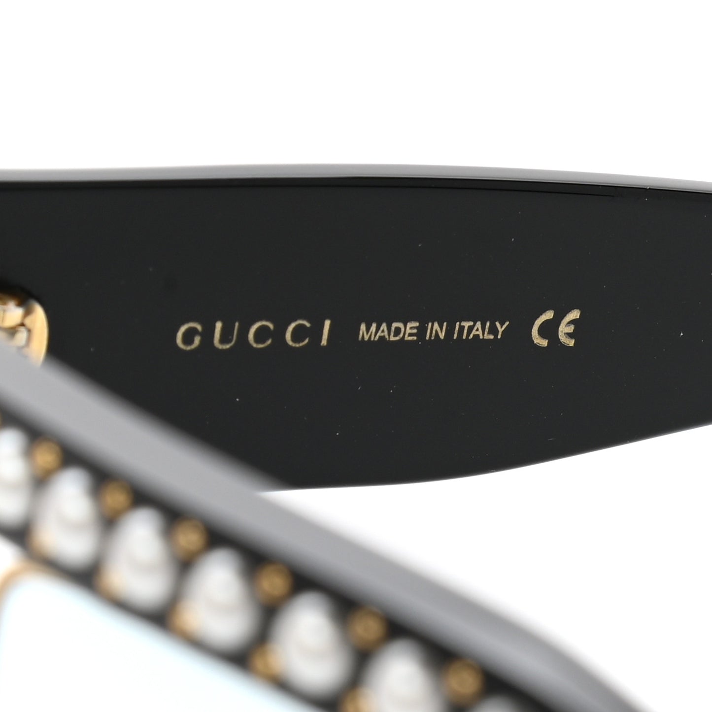 Acetate Pearl Rectangular Frame Sunglasses GG0234S Black