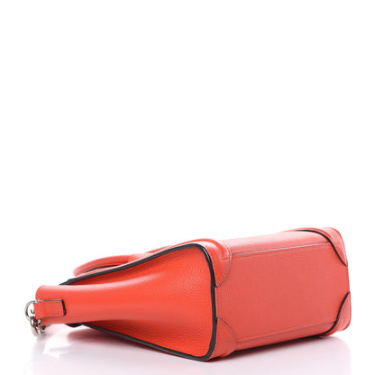 Celine Drummed Calfskin Nano Luggage Vermillion 4 of 12