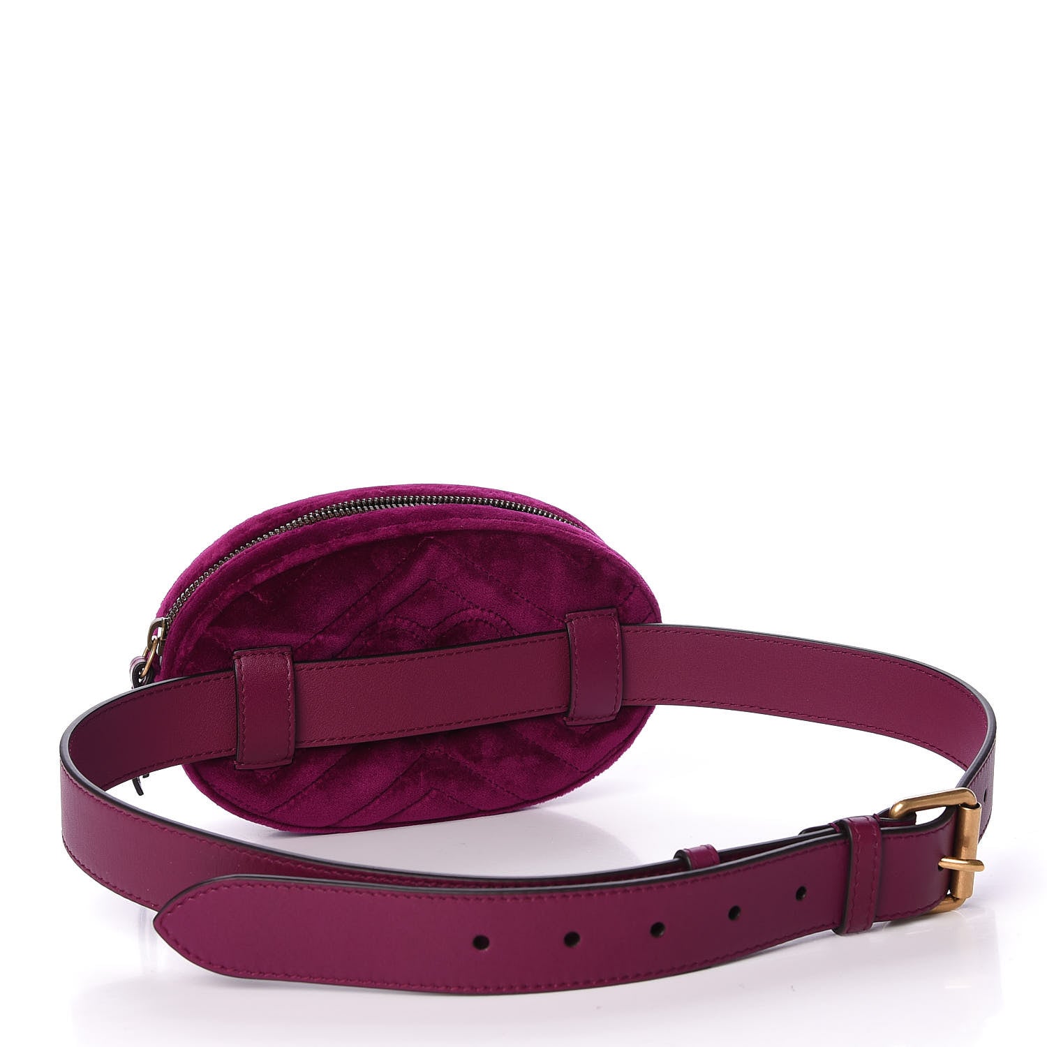 Gucci Velvet Matelasse GG Marmont Belt Bag 85 34 Fuchsia Violet Cyclamen 2 of 11