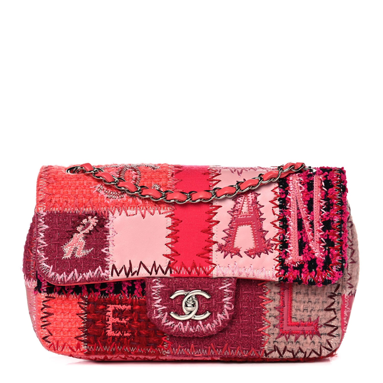 Chanel Tweed Patchwork Medium Single Flap Pink 1 of 15
