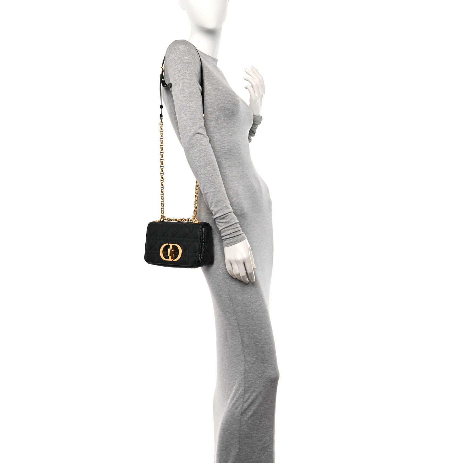 Christian Dior Calfskin Cannage Small Caro Bag Black 2 of 11