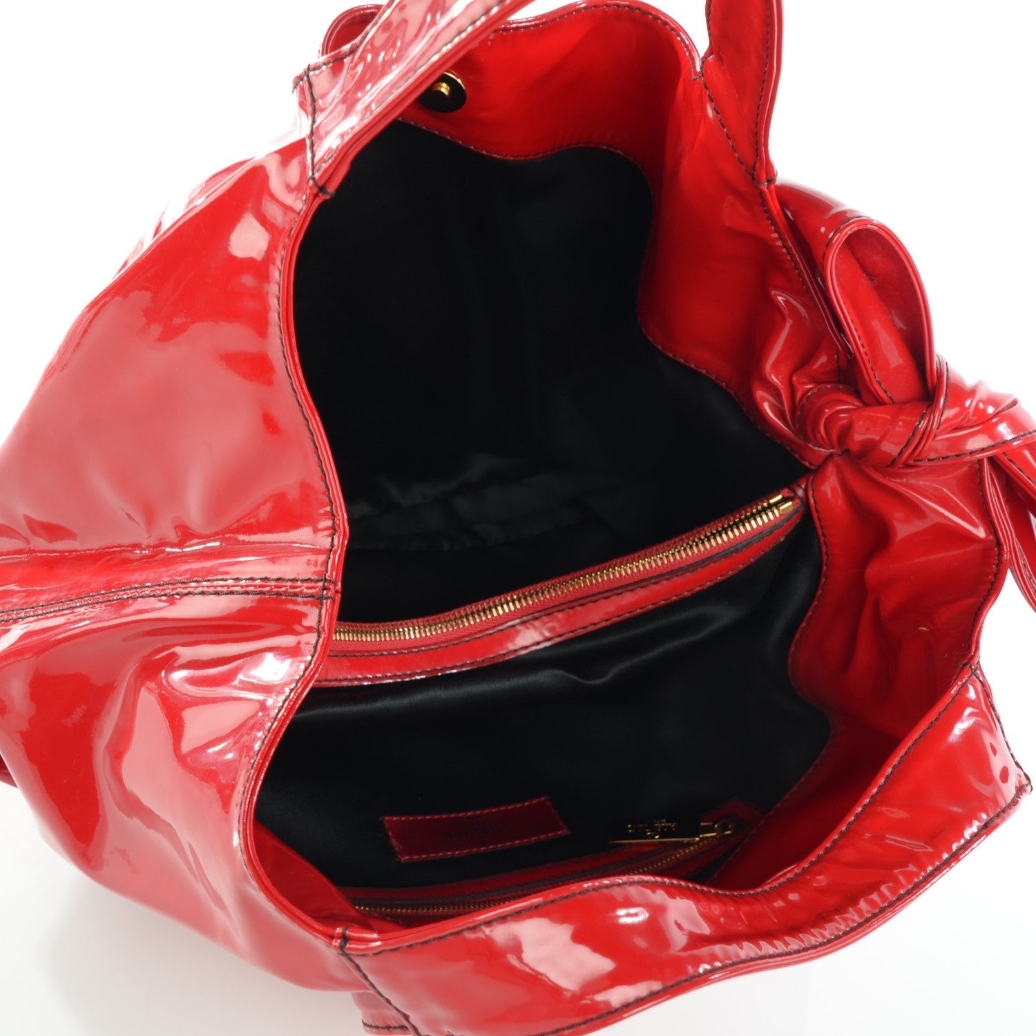 Valentino Garavani Patent Lacca Large Nuage Bow Hobo Red 5 of 8