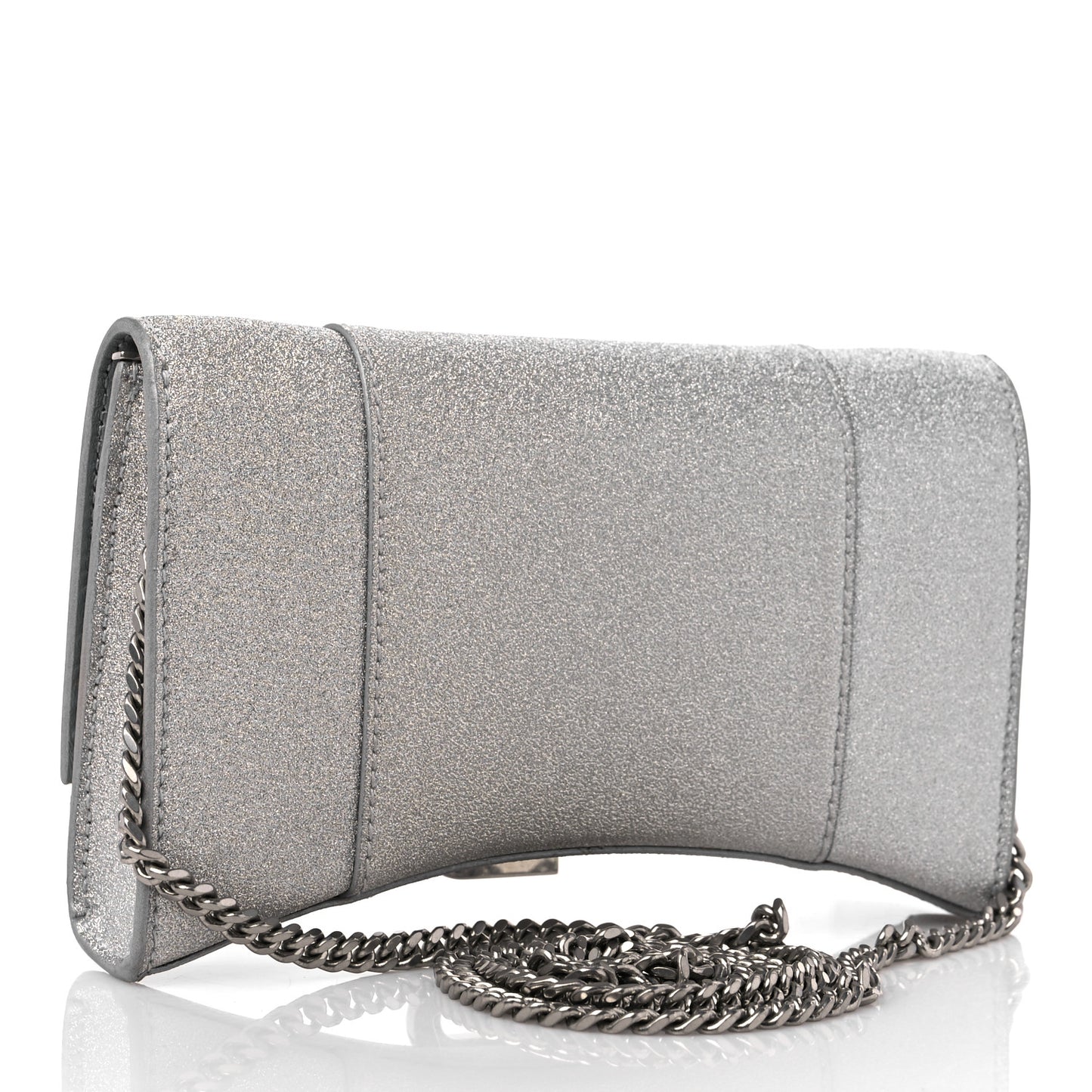 Sparkling Fabric XS Hourglass Wallet On Chain Silver