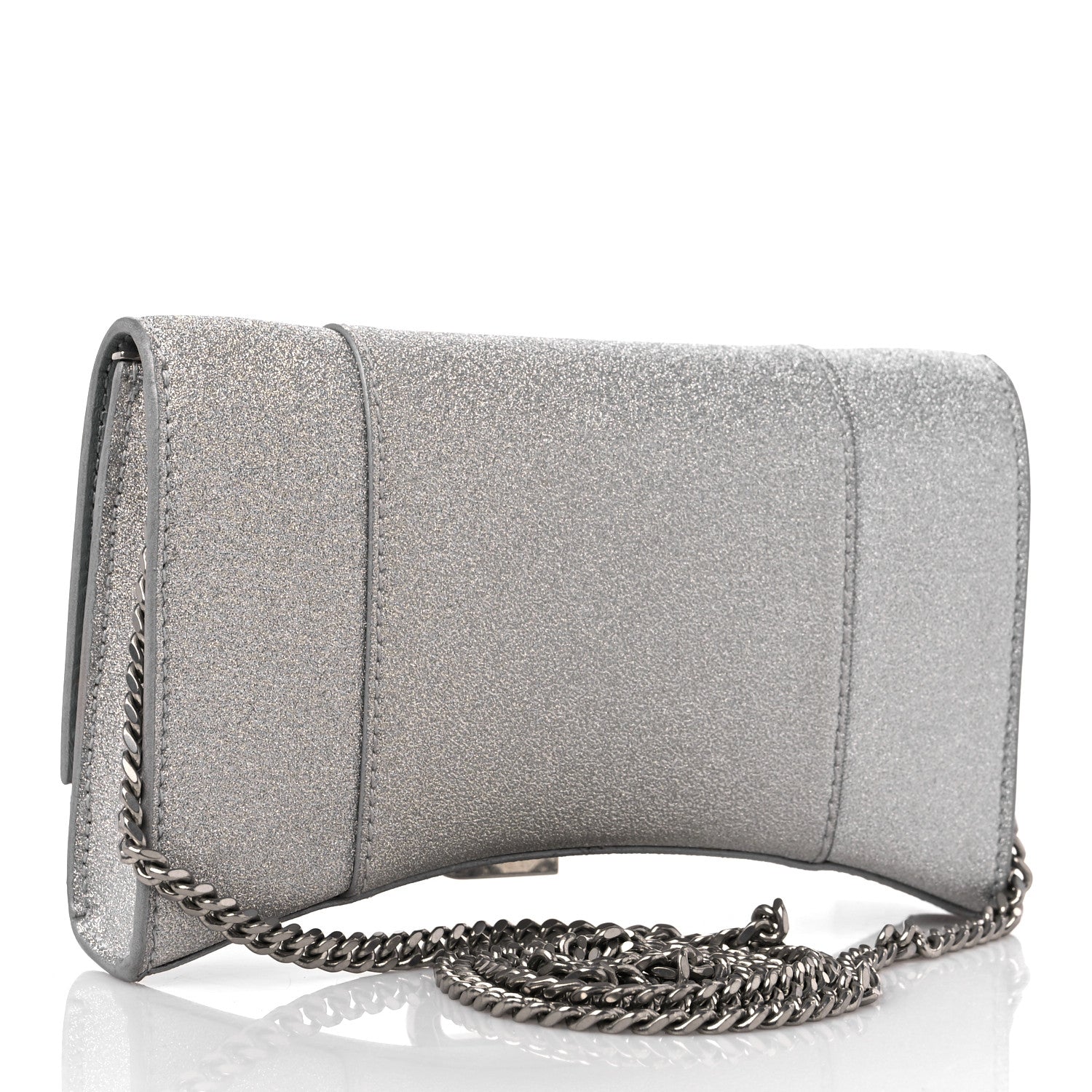 Balenciaga Sparkling Fabric XS Hourglass Wallet On Chain Silver 3 of 8