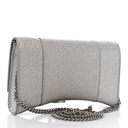 Balenciaga Sparkling Fabric XS Hourglass Wallet On Chain Silver 3 of 8