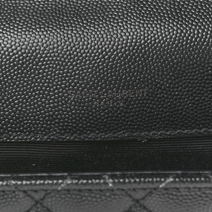 Saint Laurent Grain De Poudre Textured Mixed Matelasse Triquilt Medium Monogram Monochrome Satchel Black 6 of 12