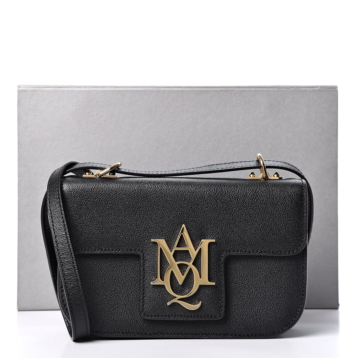 Grained Calfskin Small Insignia Flap Black