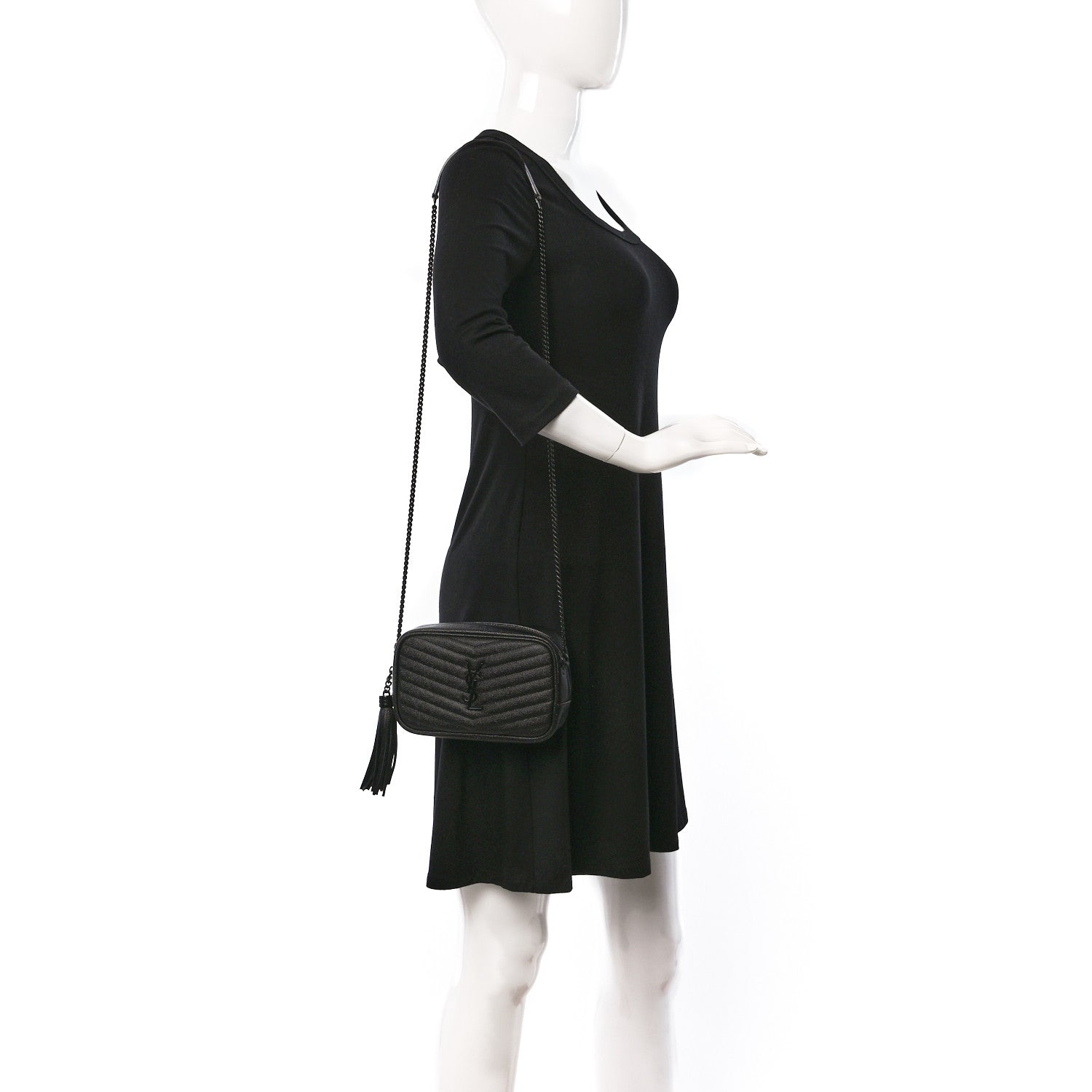 Saint Laurent Grain De Poudre Matelasse Monochrome Monogram Mini Lou Camera Bag Black 2 of 13