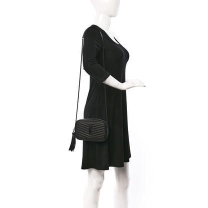 Saint Laurent Grain De Poudre Matelasse Monochrome Monogram Mini Lou Camera Bag Black 2 of 13