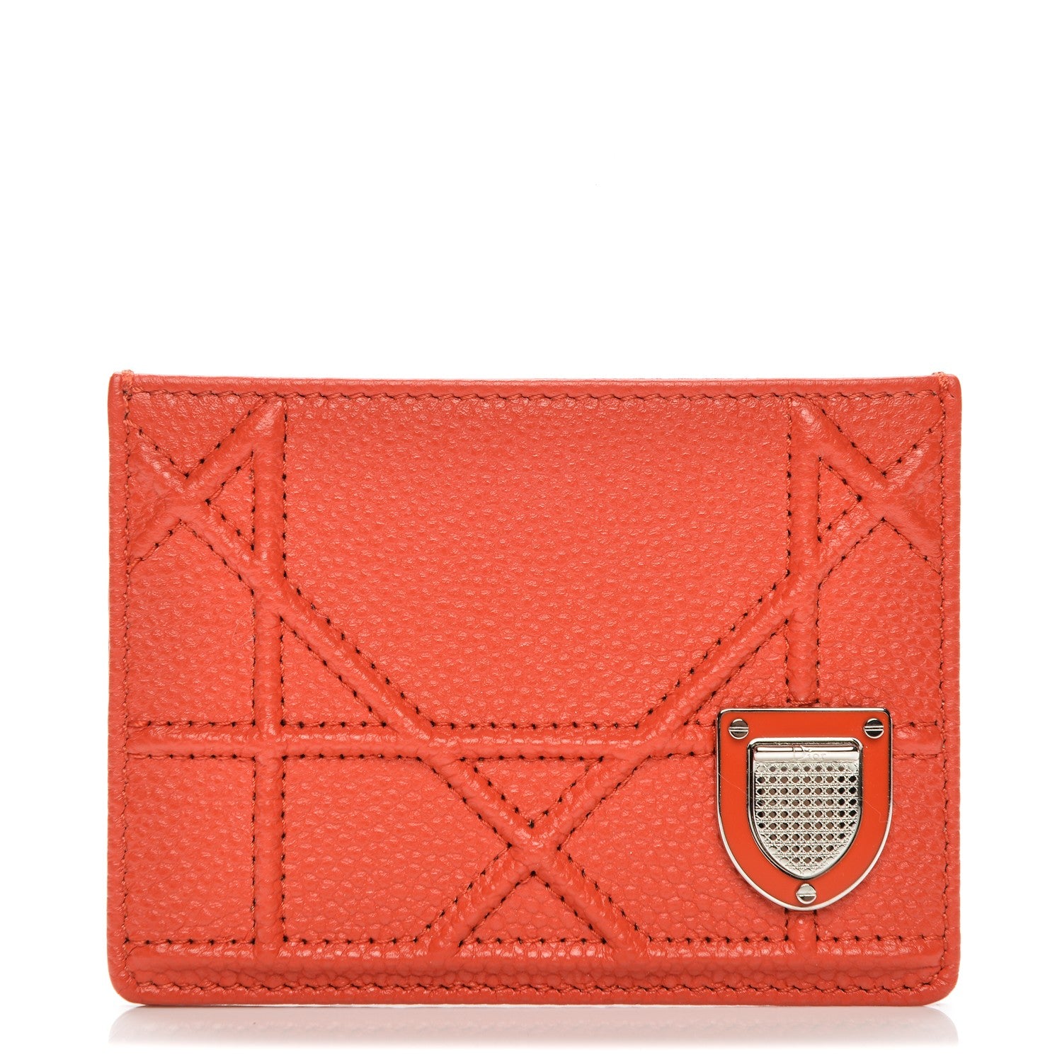 Christian Dior Grained Calfskin Cannage Diorama Card Holder Inferno Red 1 of 7