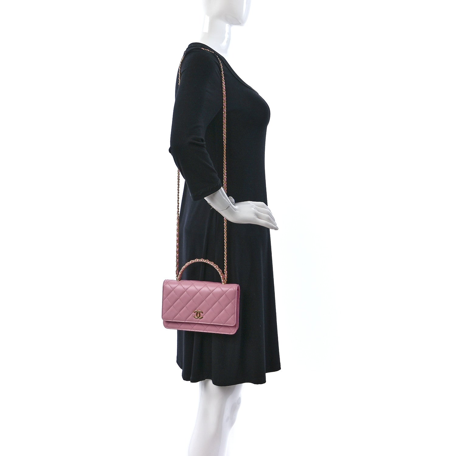 Chanel Lambskin Quilted Pick Me Up Wallet On Chain WOC Light Pink 2 of 11