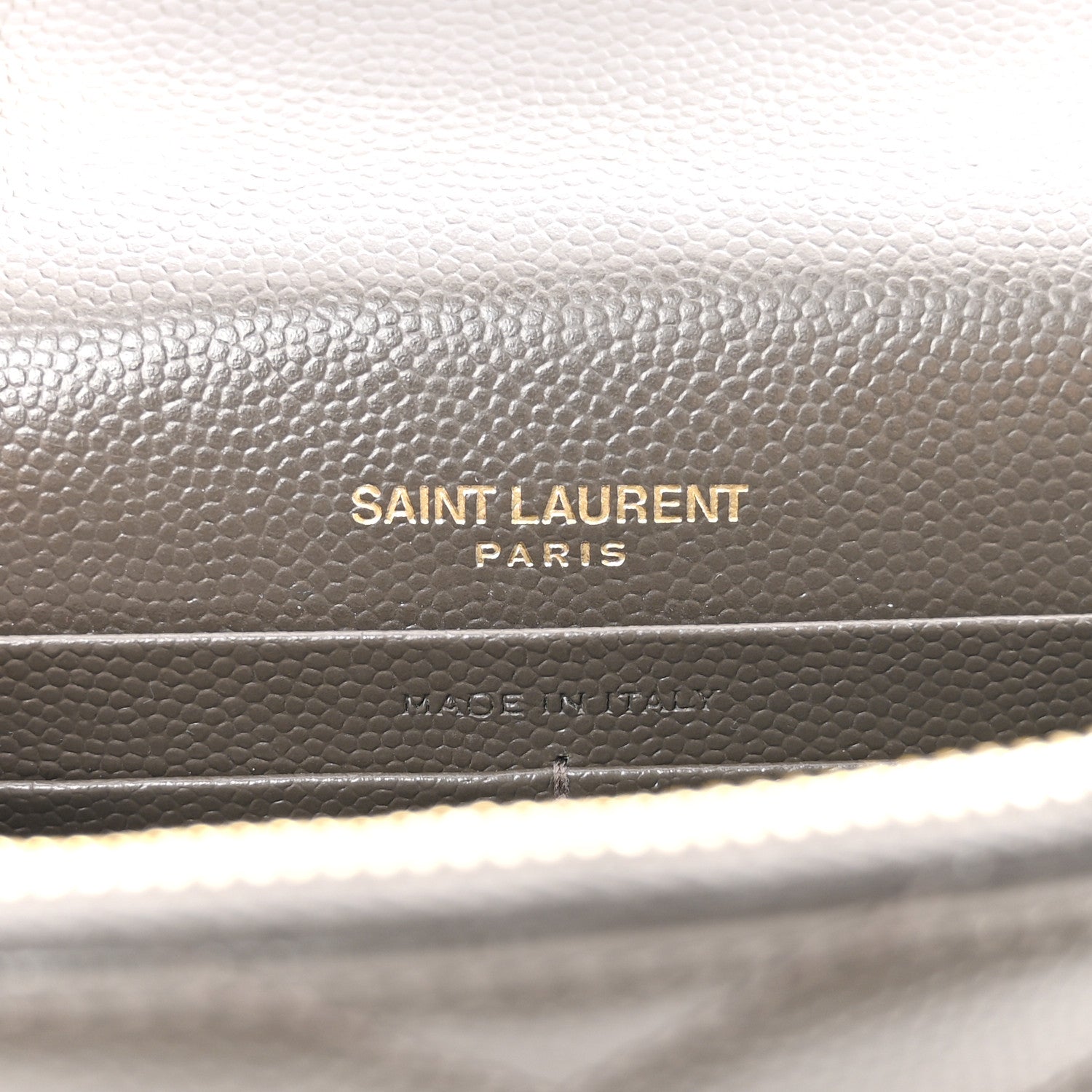 Saint Laurent Grain De Poudre Matelasse Chevron Monogram Envelope Chain Wallet Pebble 6 of 13